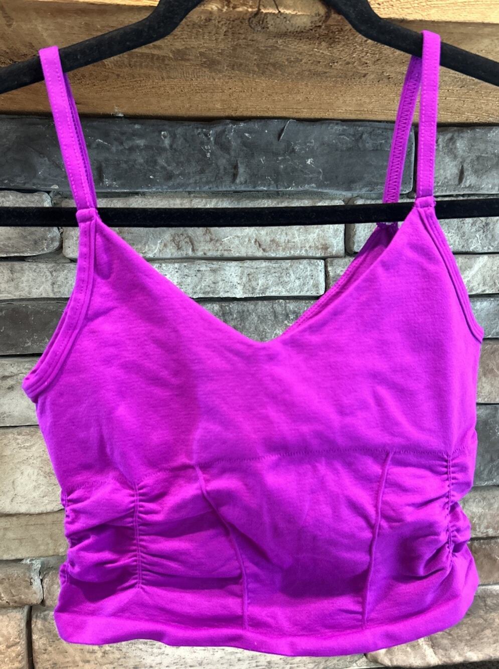 Women’s FREE People MOVEMENT Purple Good Karma Ruched Crop Tank Size S *B4
